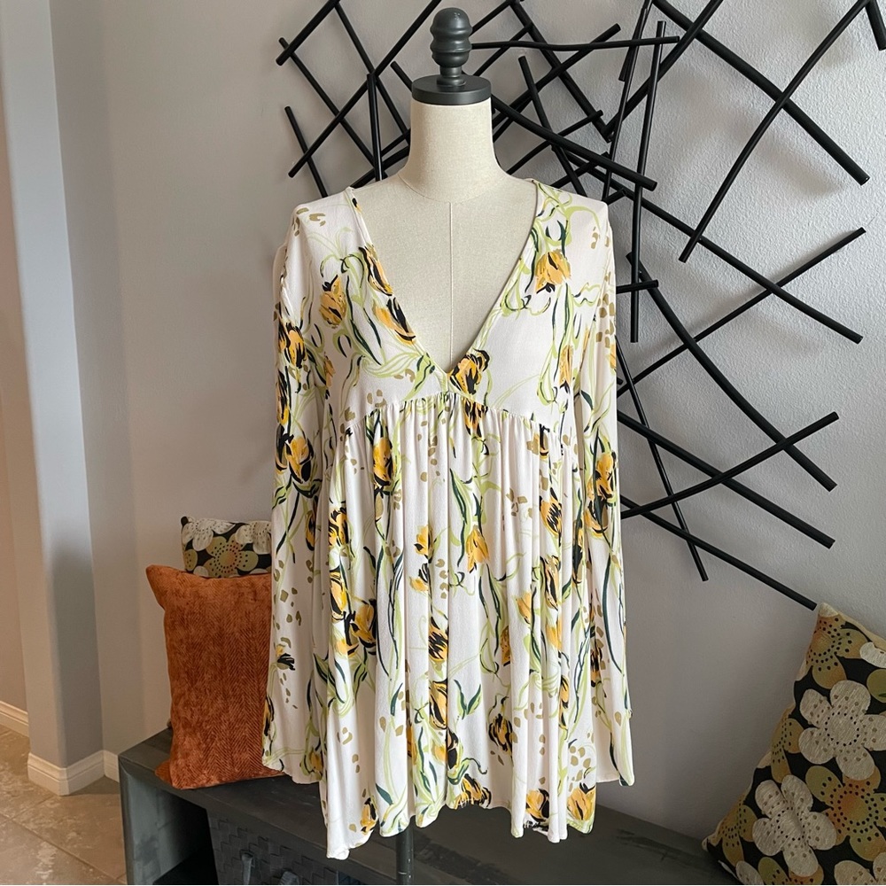 Free People, Long Sleeve, Flower Print Top